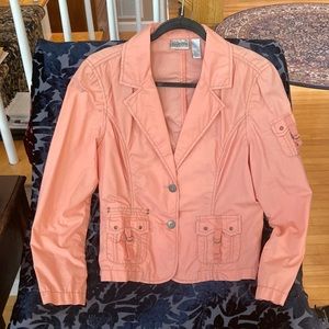 Chico’s casual cotton jacket, coral color, size 1